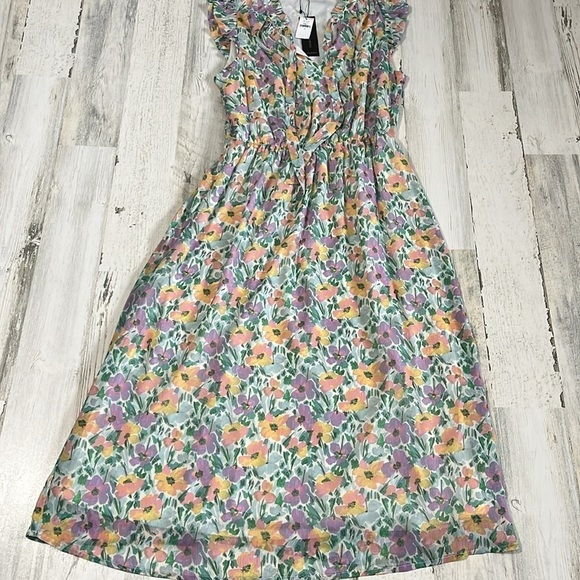Banana Republic Ruffle Floral MIDI Dress Size Small NWT - Picture 3 of 12